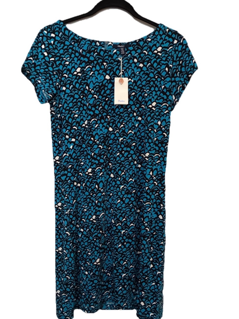 Hatley Nellie Teal Patterned Cap-Sleeve Dress NWT